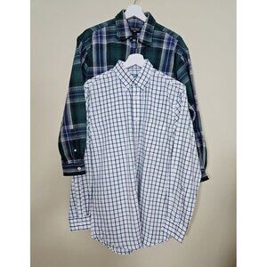 Shirt Mens S Plaid Lot of 2 Tartan Windowpane Long Sleeve Button Down Shirt Hip